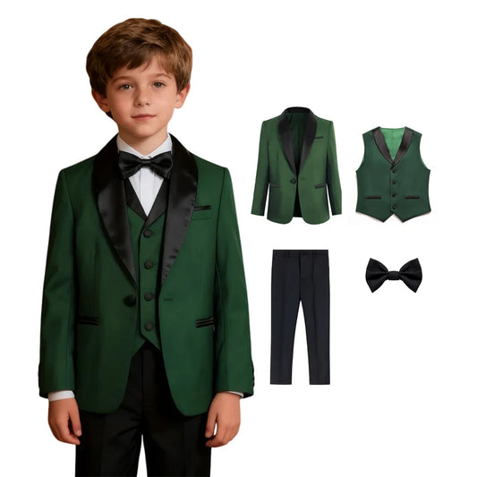 Boys Formal Suit 4-Piece Set – Kids Wedding & Party Dresswear, Sizes 3T–14T
