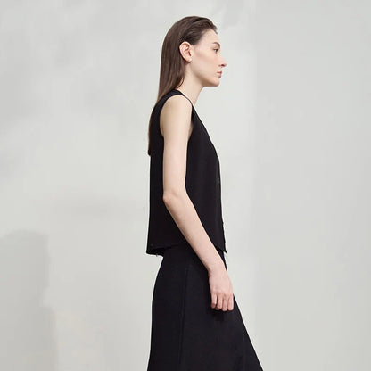 Women's Vest 2026 Autumn New Minimalist Solid Versatile Vests For Women V-neck Sleeveless Casual Short Top Female 12543005