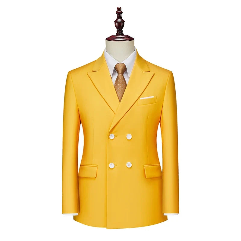 Male Blazer Men's Fashion Business Handsome British Style Casual Slim Solid Color Wedding Work Four Season Style Blazers M-6XL
