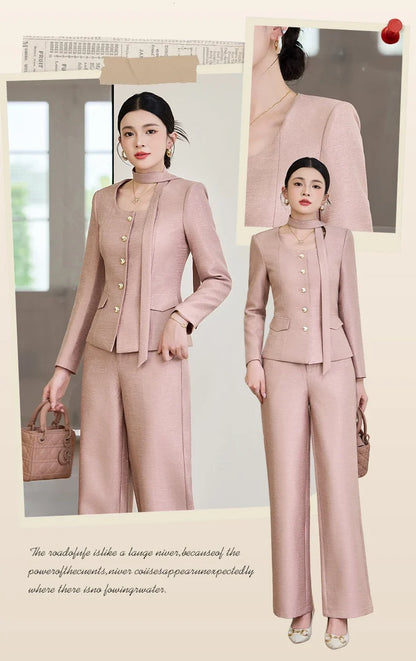 Fashionable professional women's two-piece trousers + suit jacket, exquisite elegant, 2025 autumn winter new style