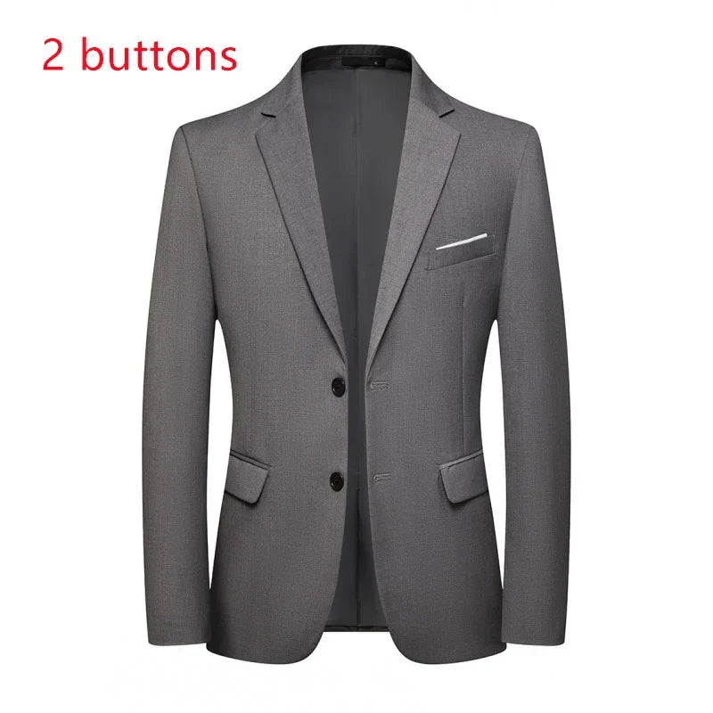 Blazer Fashion Men Business Casual Solid Color British Style Wedding Gentleman Slim Professional Formal Suit Blazer