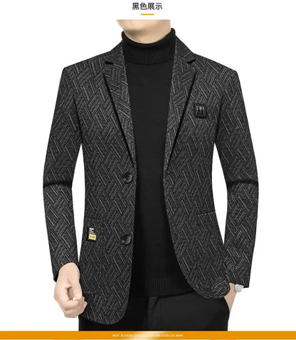 Blazer Men's Fashionable Business Banquet Dance Singer Striped Fitted Casual Trendy Wedding Banquet Dress Performance Blazer