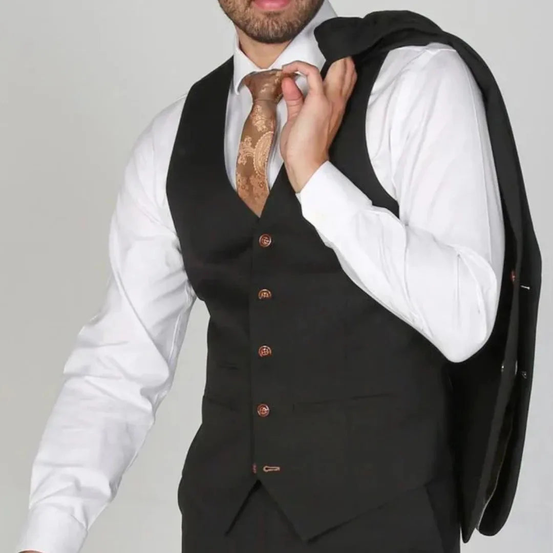 Men's Formal Vest Single Button V-Neck Solid Waistcoat for Weddings Banquets and Business