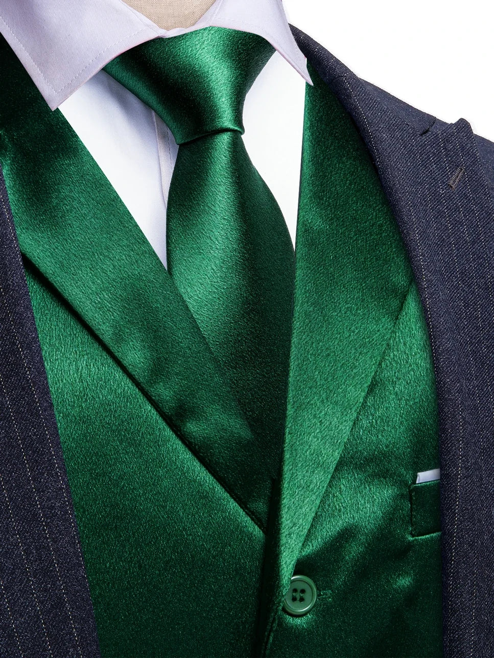 Men's Satin Vest Set with Tie, Bowtie & Pocket Square – Slim Fit for Weddings & Formal Occasions