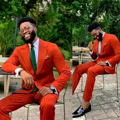 Costume de mariage décontracté pour homme - Ensemble 2 pièces : blazer et pantalon à revers pointus pour garçons d'honneur, affaires, fête, bal de promo, meilleur homme
