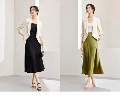 Office Ladies Cropped Blazer Jackets 2026 Autumn Night Quarter Sleeve Elegant Outerwear Female Casual Jacket 141X53313