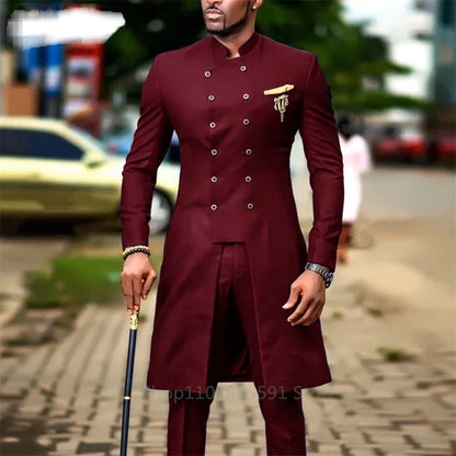 Classic 2024 Men's Suit Slim Fit Wedding Suits For Men Groom Tuxedo African Wedding Double Breasted Best Man Blazer