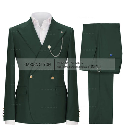 Lapel Men's Suits Slim Fit 2 Pieces  Tuxedo Casual Business Single Breasted One Button  Groomsmen For Wedding（Blazer+Pants)