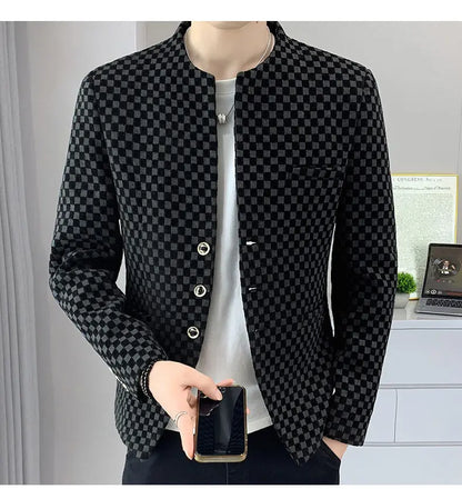 Blazer Fashionable Outdoor Travel Trend Gentleman Youthful Wedding Versatile Host Casual Korean Style Checkered Men's Blazer
