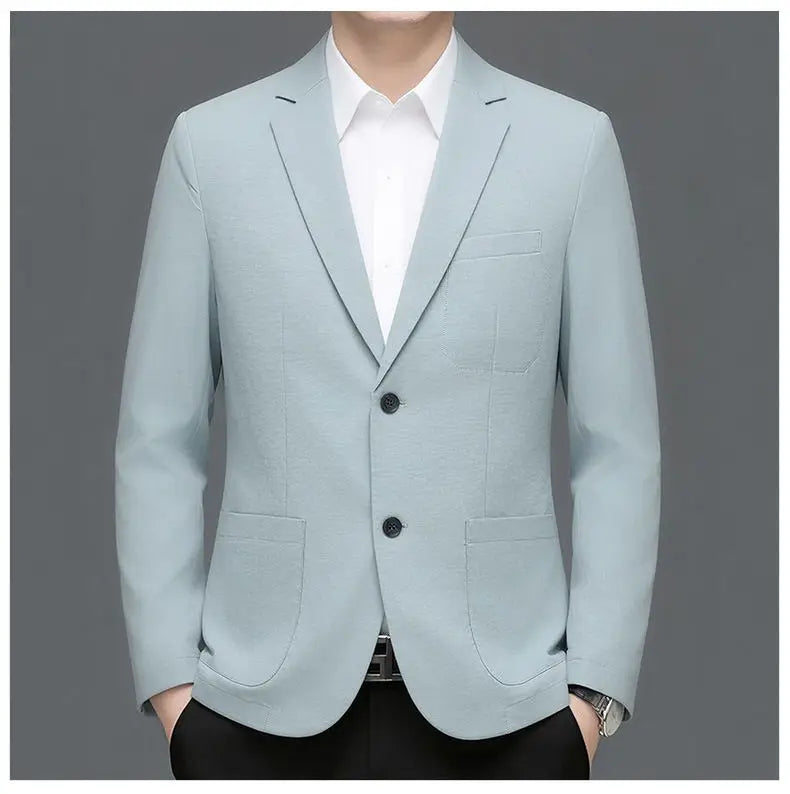 Men's Smart Casual Single-Breasted Collarless Blazer for Spring and Autumn