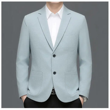 Men's Smart Casual Single-Breasted Collarless Blazer for Spring and Autumn