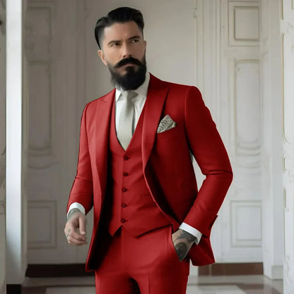 Men's Full 3 piece Single-breasted Elegant Fashion Slim Design Comfortable Commuter Wedding Dress Custom Man Suit for Men