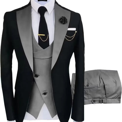 Ensemble de costume 3 pièces multicolore pour homme - Mariage, bal de promo, affaires - Coupe ajustée - Smoking de marié - Blazer style britannique