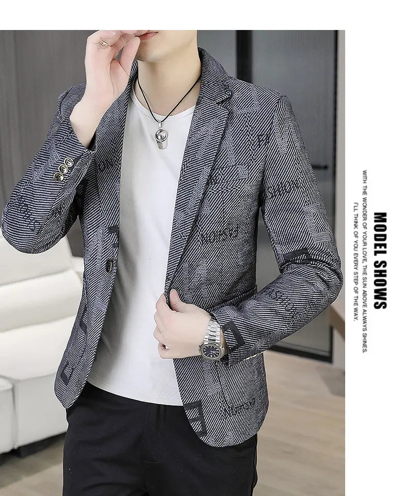 Blazer Men's Fashion Outdoor Travel Gentleman Wedding Slimming Business Versatile Trendy Casual Korean-style Formal Wear Blazer
