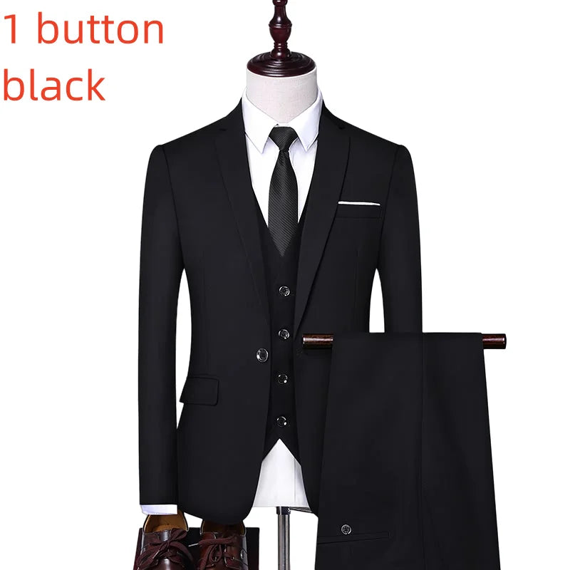 Men's Slim Fit Suit – Smart Casual Single Breasted Office & Wedding Suit