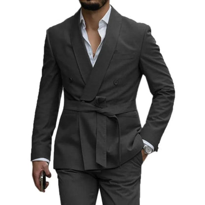 Slim Fit Shawl Lapel Men's Wedding Suits 2 Piece Formal Business Groom Wear Fashion Style Blazer Pants Tuxedos Costume Homme