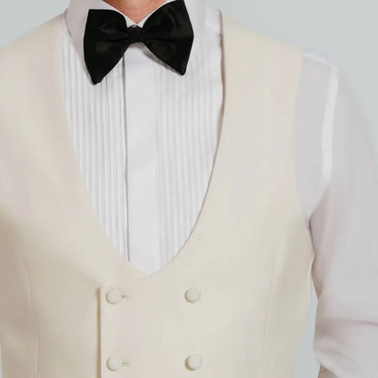 Men's Formal Vest Double Breasted V-Neck Waistcoat for Weddings & Special Occasions – Beige