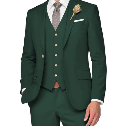 Costume de Mariage Formel pour Hommes Élégant Haut de Gamme Slim Fit 3 Pièces Blazer Gilet Pantalon Business Décontracté pour Soirée Dansante
