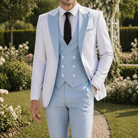 Men's 3-Piece Slim Fit Suit with Lapel for Wedding, Groom, Prom & Banquet – Multi-Color