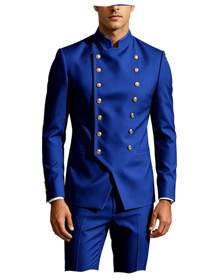 Men's Suit 2-Piece Double Breasted Slim Fit Blazer Pants Set for Wedding