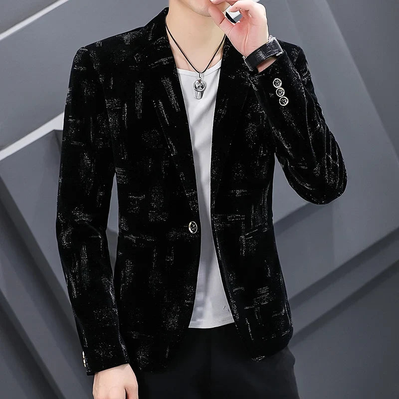 Fashion Handsome Slim Fit Corduroy Suit for Men High Quality Young Boutique Style Single Breasted West Coat M-5XL