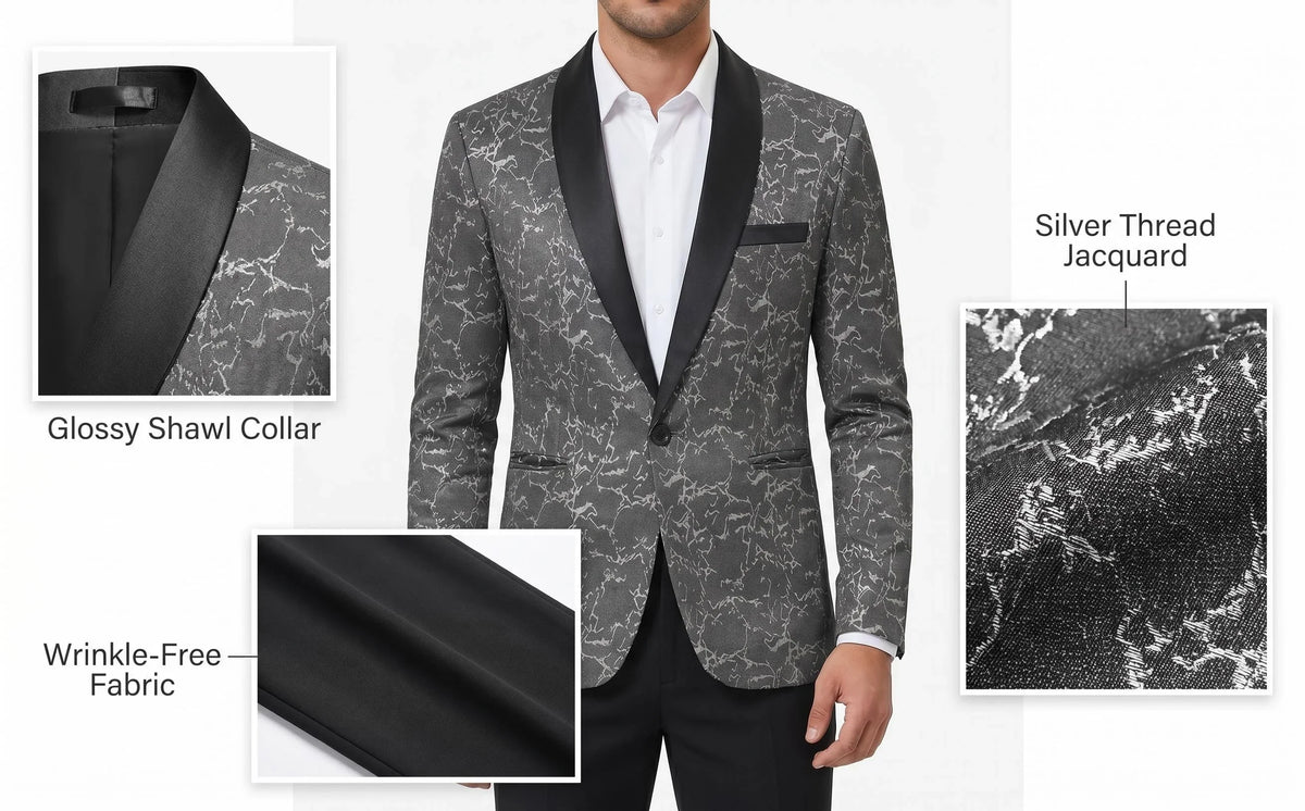 Men's Embroidered Suit Set One Button Design Fashionable And Stylish Clothing for Special Occasions
