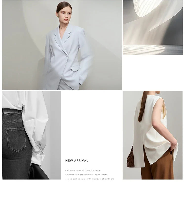 Minimalist Women's Blazer Mujer 2025 Autumn New Solid Loose Seven-quarter Sleeve Lapel Button Commuter Suit Jacket 12512019