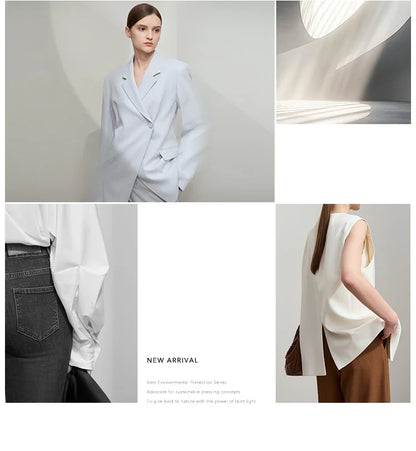 Minimalist Women's Blazer Mujer 2025 Autumn New Solid Loose Seven-quarter Sleeve Lapel Button Commuter Suit Jacket 12512019