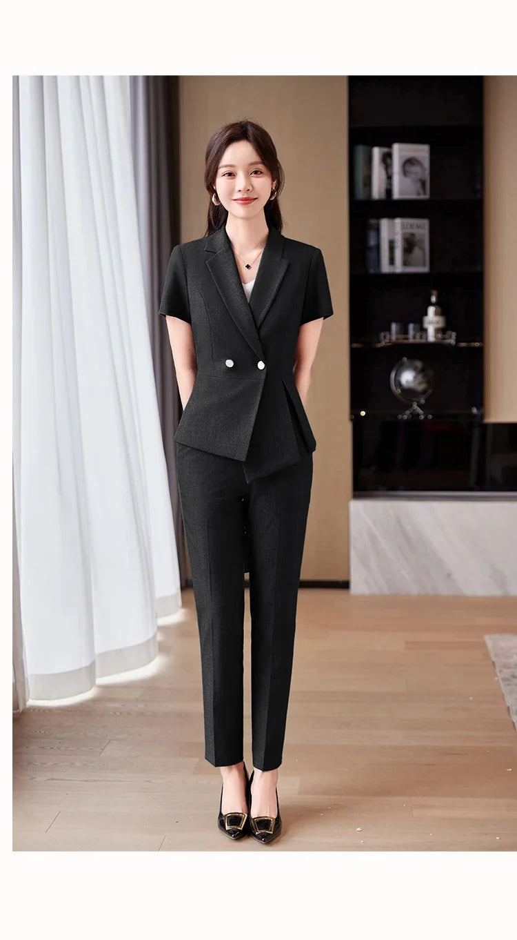 Short-Sleeved Suit for Women, Elegant and Fashionable Pants, Spring and Summer Suit, 2026New