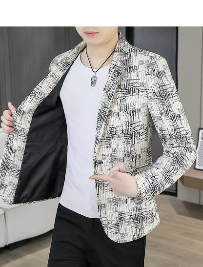 Blazer Men's Fashion Outdoor Travel Gentleman Wedding Slimming Business Versatile Trendy Casual Korean-style Formal Wear Blazer