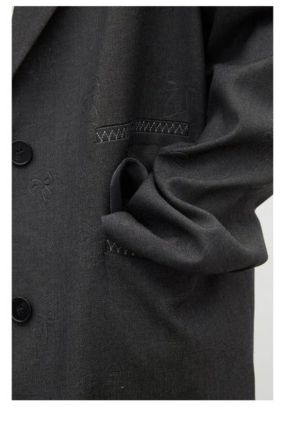 Fashion Women Blazers Loose Casual Design Bow Embossed Office Ladies Suit Jacket Gray Spring Autumn 2026 Female Coat