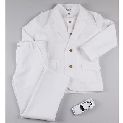 Chic Linen Boy Suits Wedding Party Homecoming Outfits Fashion Notch Lapel Single Breasted Casual Sports Formal Kids Clothes