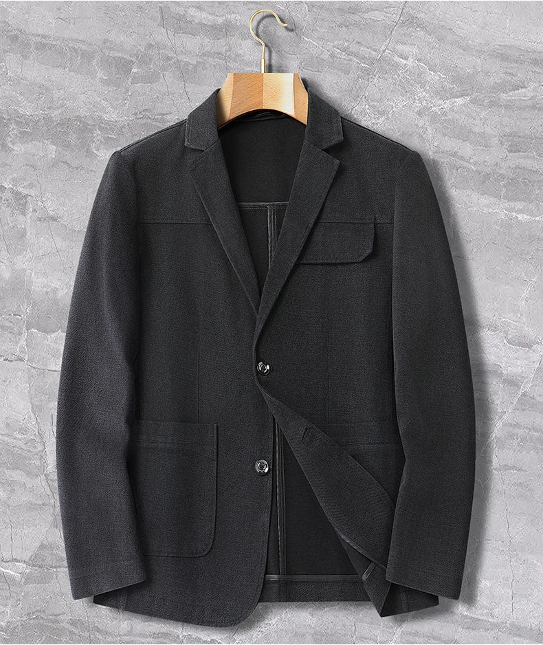 Men's Plus Size Denim Blazer – Smart Casual Single-Breasted Jacket for Big & Tall Men in Black & Blue