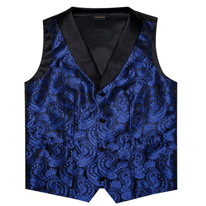 Men's Formal Vest Set with Paisley Pattern, Tie, Pocket Square & Cufflinks for Party & Events