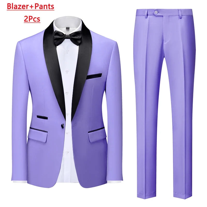 Men's Slim Fit Formal Suit Set – Blazer, Vest & Pants for Weddings & Parties