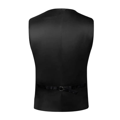 Men's Formal Vest Suit Set — Solid Color Waistcoat with Tie & Pocket Square for Weddings & Parties