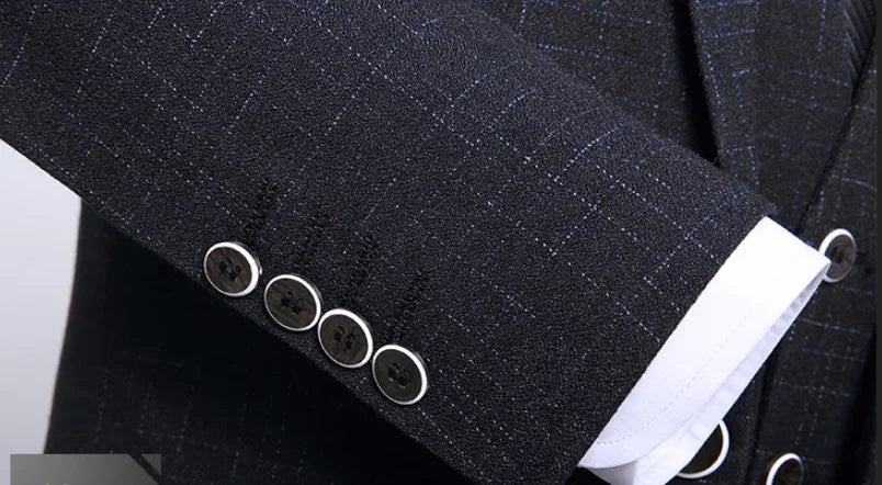 British Style 3-Piece Suit Set - High-Quality Men's Fashion Wedding Banquet European American Look with Jacket Vest Trousers