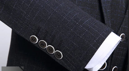 British Style 3-Piece Suit Set - High-Quality Men's Fashion Wedding Banquet European American Look with Jacket Vest Trousers