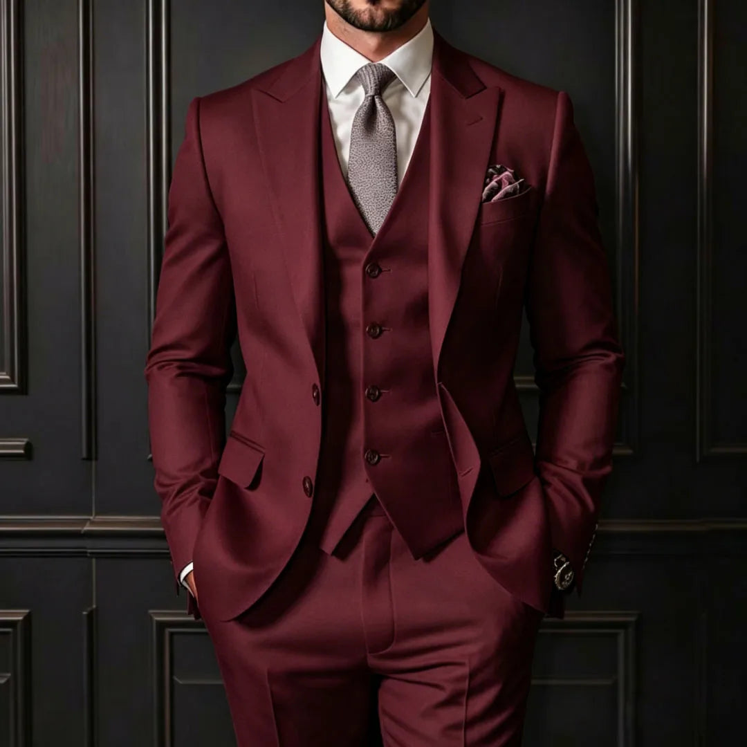 Men Suit 3 Pieces Gray Single Button With Lapel For Wedding Groom Banquet Party Prom Business Work Daily Jacket Vest With Pants