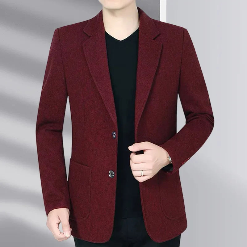 Blazer Men's Business Gentleman Wedding Fashionable Solid Color Best Man, Slimming and Casual Middle-aged and Elderly Blazer
