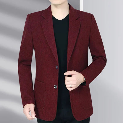 Blazer Men's Business Gentleman Wedding Fashionable Solid Color Best Man, Slimming and Casual Middle-aged and Elderly Blazer
