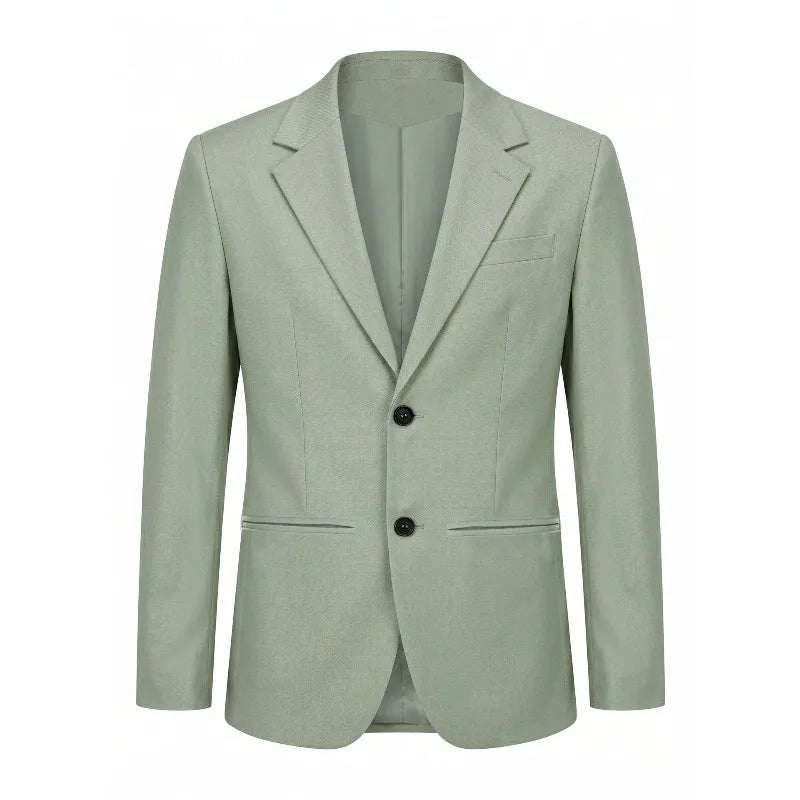 Man Blazer Korean Slim Simple Solid Color Turn Down Collar Male Suit Outerwear Business Casual Long Sleeeve Men Coat