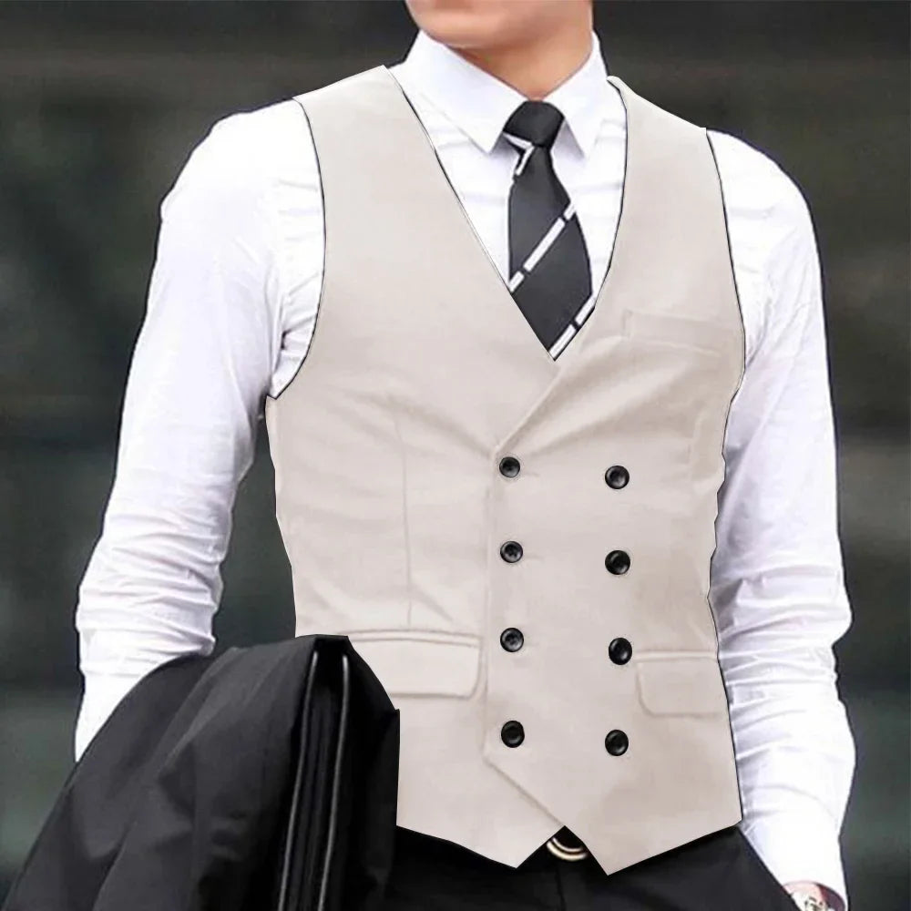 Men's Suit Vest Double Breasted Waistcoat for Wedding Business Formal Occasions