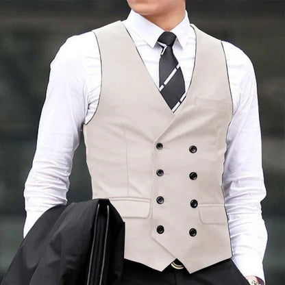Men's Suit Vest Double Breasted Waistcoat for Wedding Business Formal Occasions