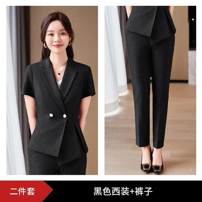 Short-Sleeved Suit for Women, Elegant and Fashionable Pants, Spring and Summer Suit, 2026New