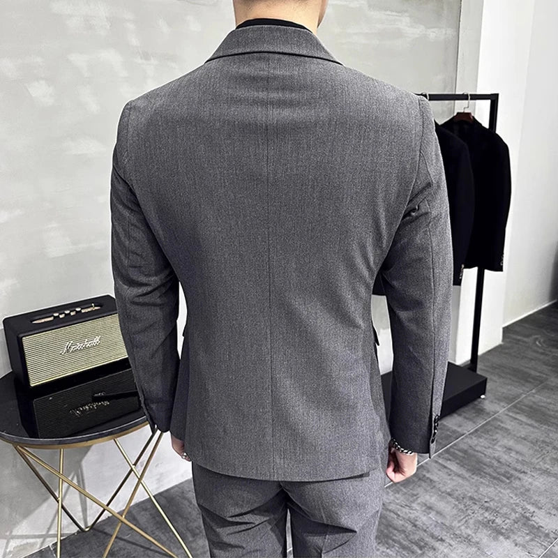 Men's Double-Breasted 2-Piece Suit – Slim Fit, Formal Business & Wedding