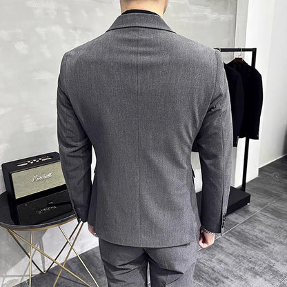 Men's Double-Breasted 2-Piece Suit – Slim Fit, Formal Business & Wedding