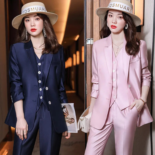 White Suit Set Women's Autumn New Large Size White Suit Jacket Vest Fashionable Stylish Goddess Temperament