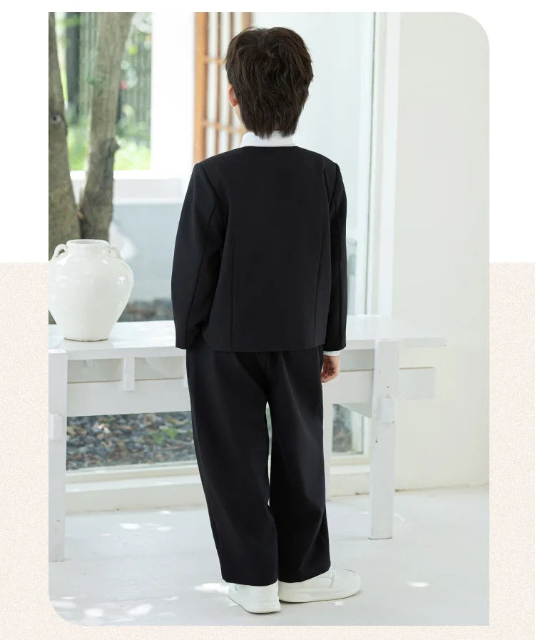 Children's New Chinese Style Clothing Set Fower Boys Baby's First Birthday Party Dress Kids Host Catwalk Performance Costume