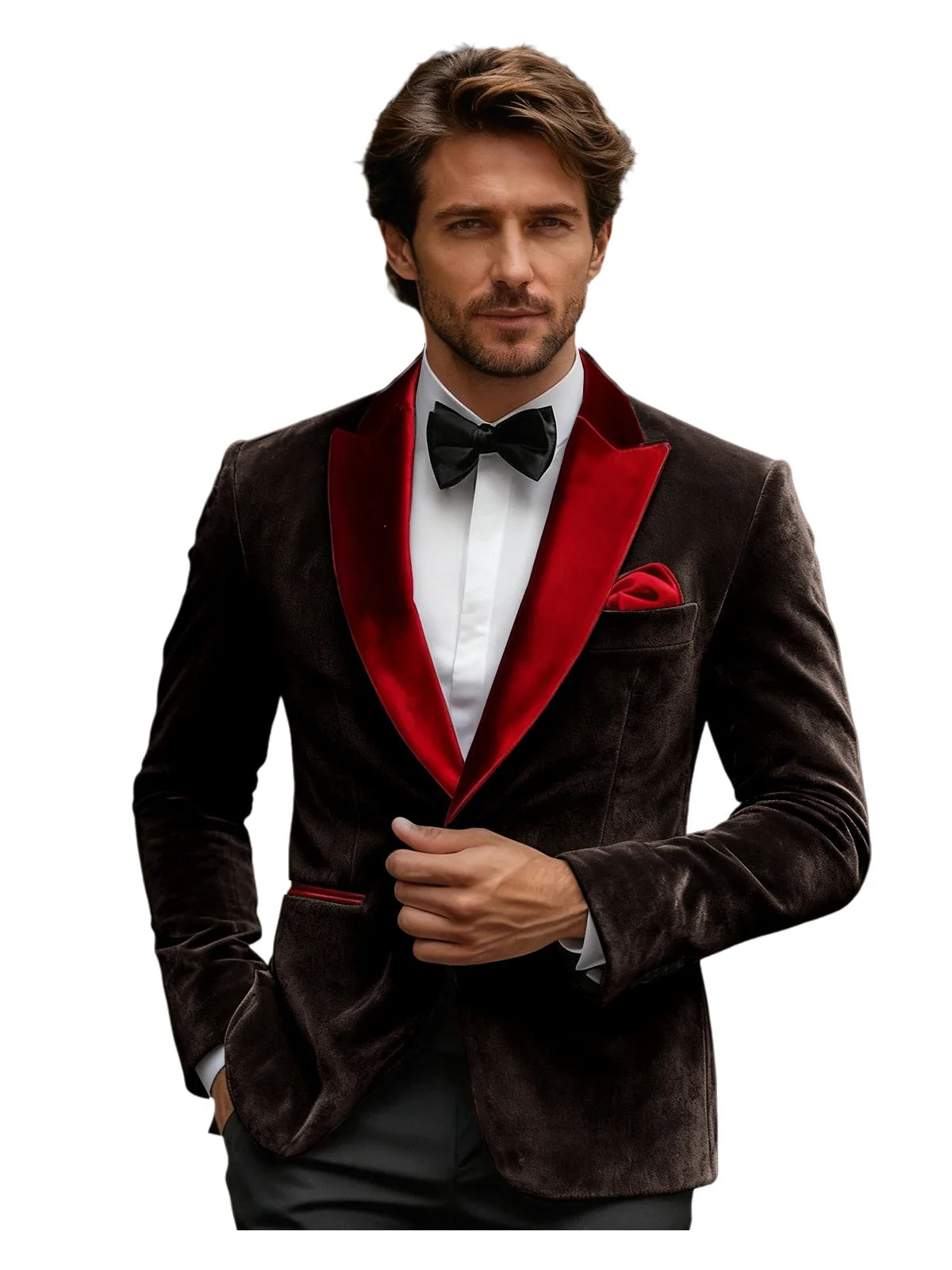 Luxury Burgundy Velvet Men's Blazer Suits Single Breasted Black Shawl Lapel Slim Fit Men Sport Coats Formal Wedding Groom Jacket